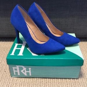 Blue Faux Suede Heels